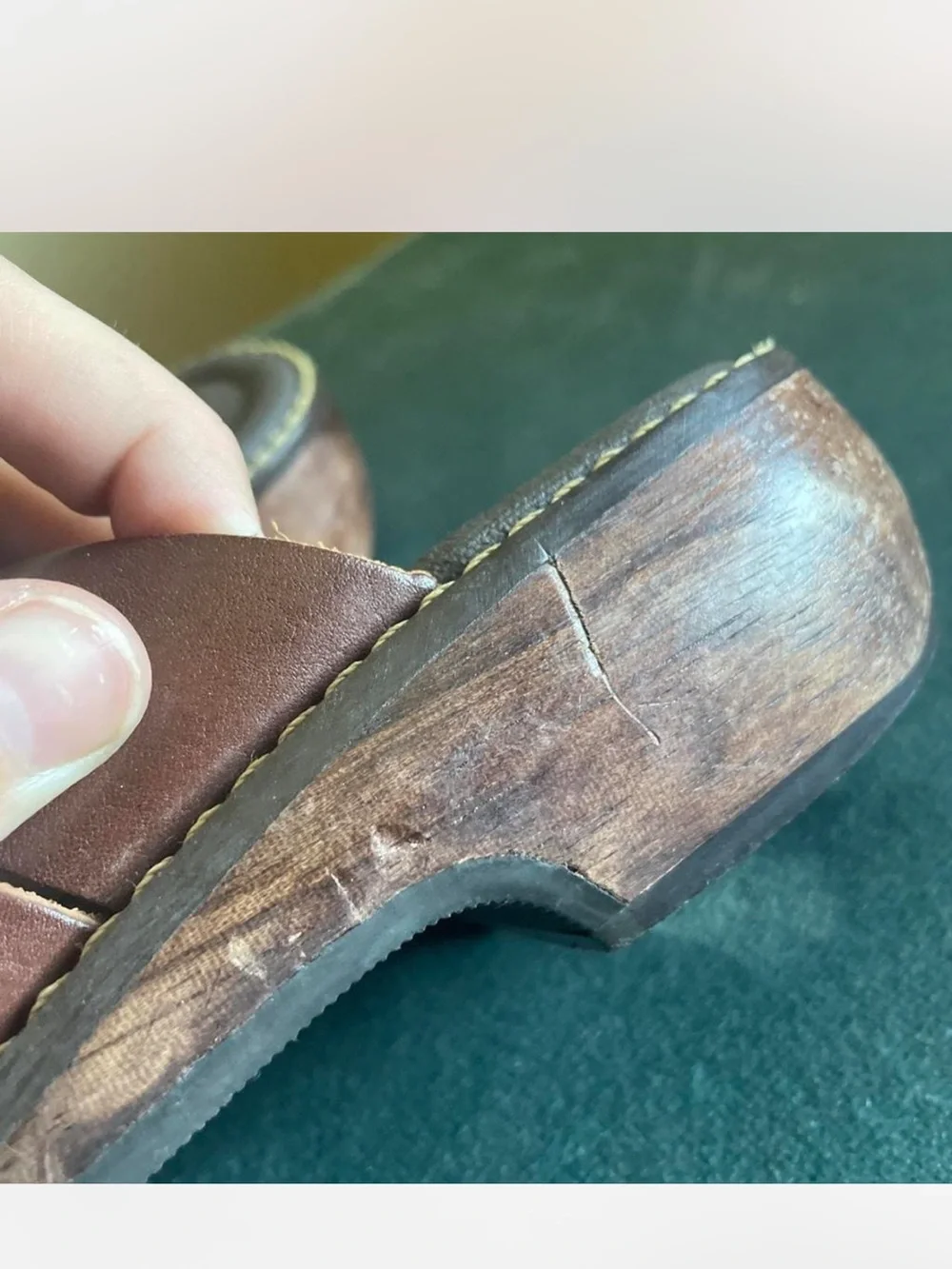Predictions Leather Collection Brown Woven Leather Slip-On Clogs with Buckle